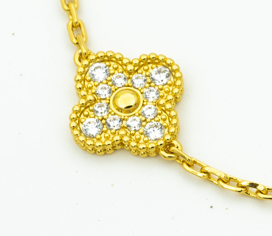 [LUXE] CLOVER BRACELET 5 MOTIFS GOLD DIAMOND