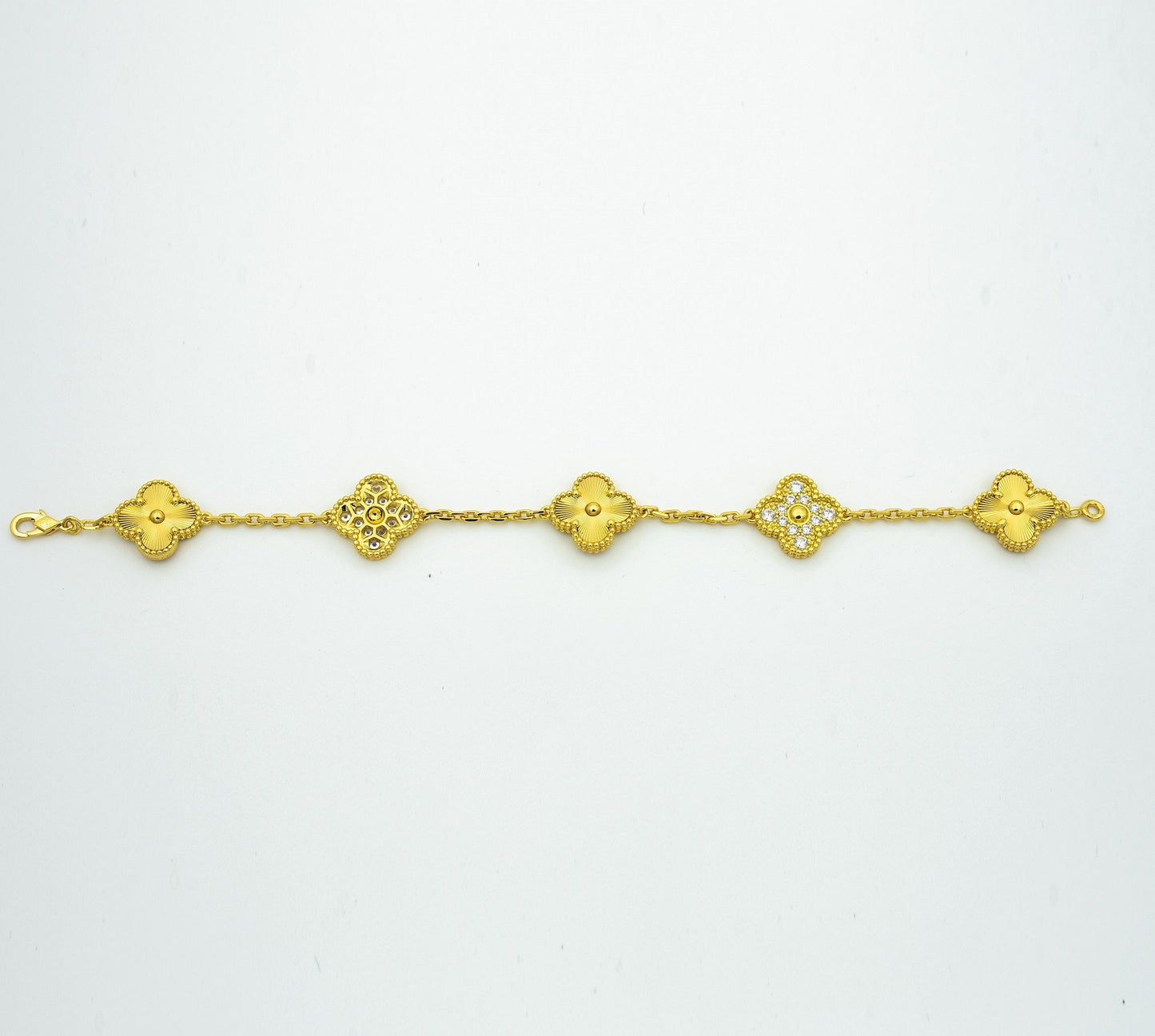 [LUXE] CLOVER BRACELET 5 MOTIFS GOLD DIAMOND