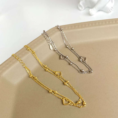 [LUXE]Dainty Double Layer Love Heart Bracelet