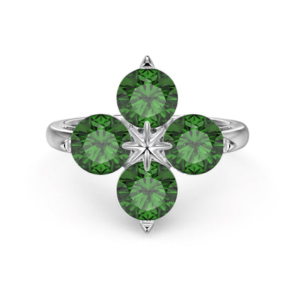 [LUXE]Four-Leaf Clover Eight-Pointed Star Ring