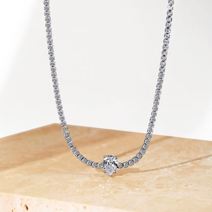 [LUXE]1.0 carat Unique Pear Cut Tennis Necklace