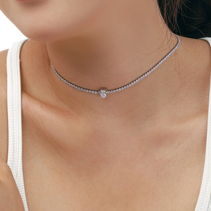 [LUXE]1.0 carat Unique Pear Cut Tennis Necklace