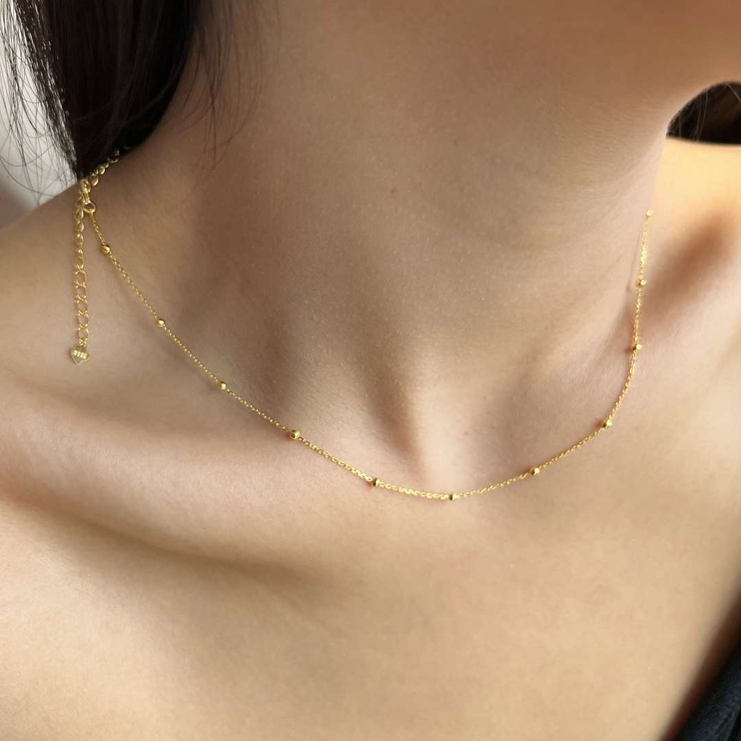 [LUXE]Small Bead Clavicle Chain Simple Necklace