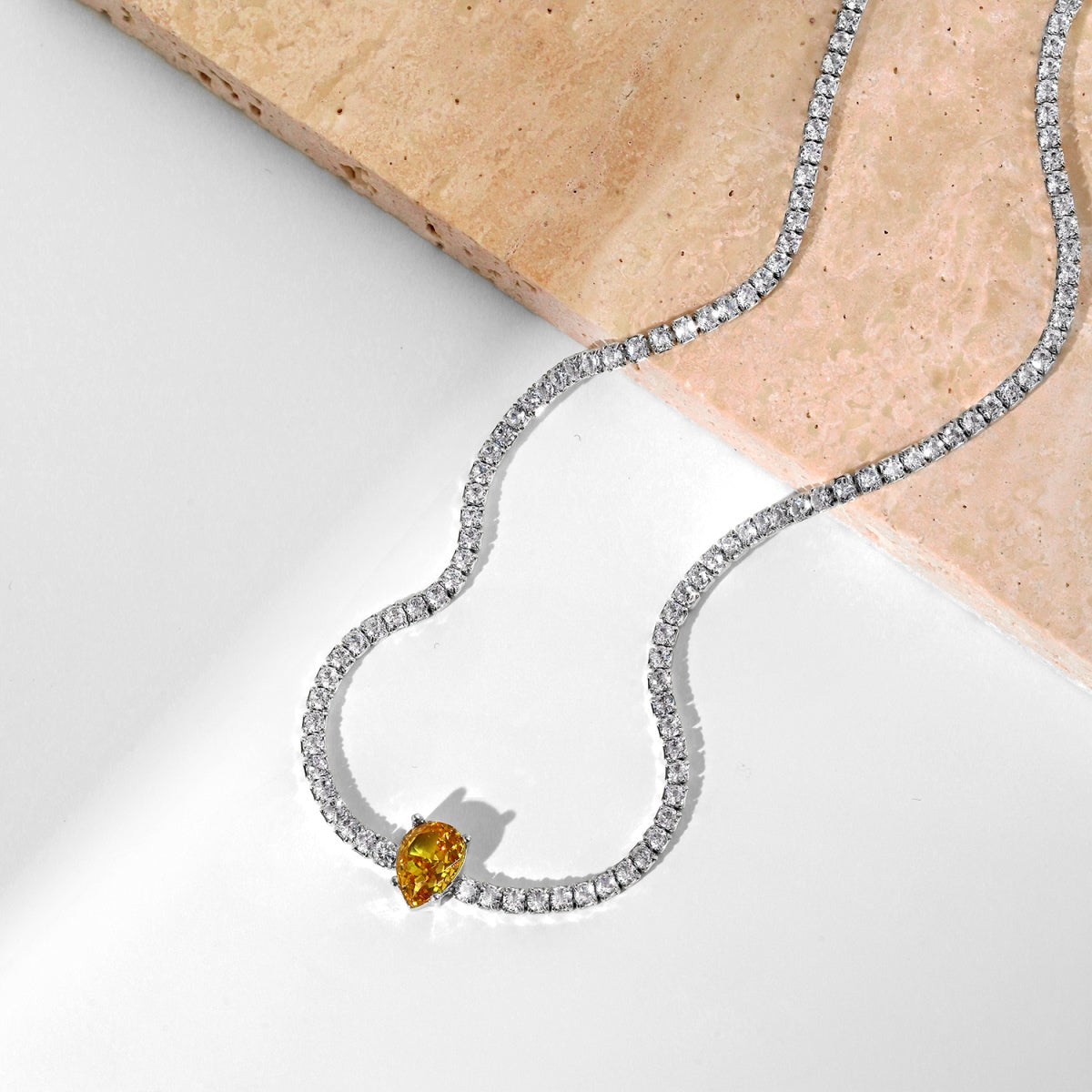 [LUXE]1.0 carat Unique Pear Cut Tennis Necklace