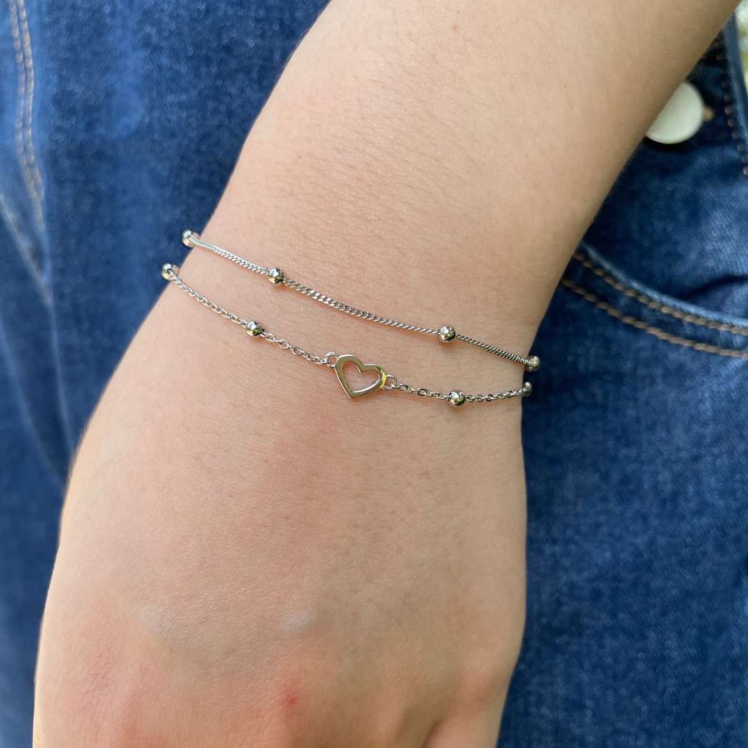 [LUXE]Dainty Double Layer Love Heart Bracelet