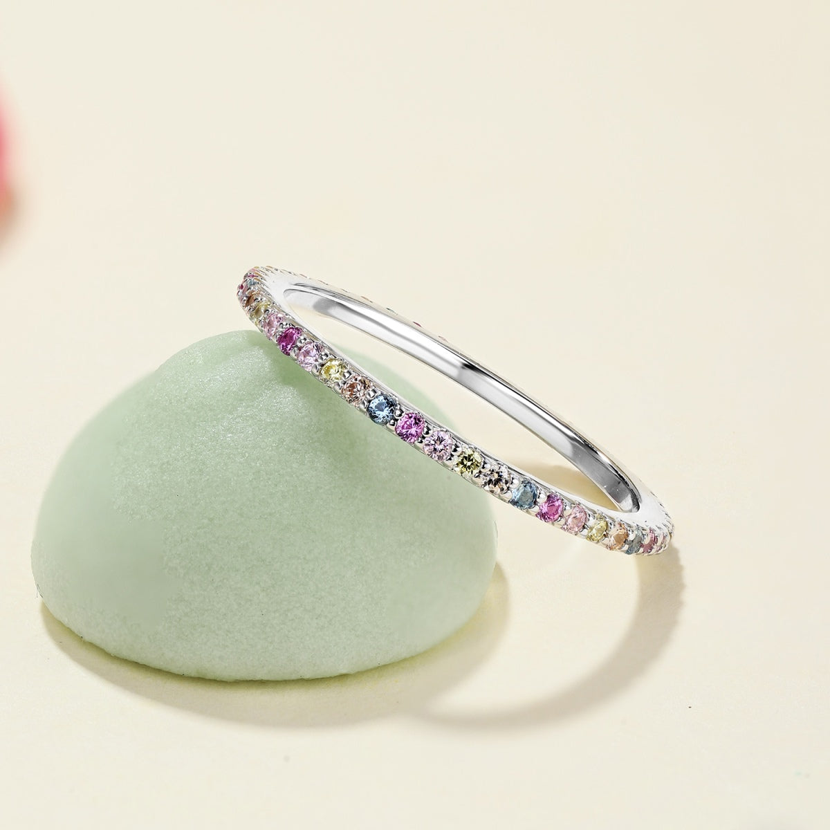 [LUXE]Ornate Colorful Round Cut Tennis Ring