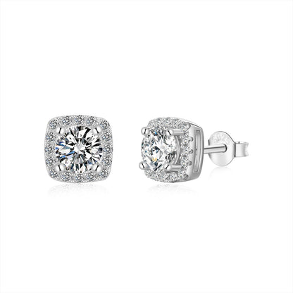 [LUXE]Classic Round Center Stone Stud Earrings