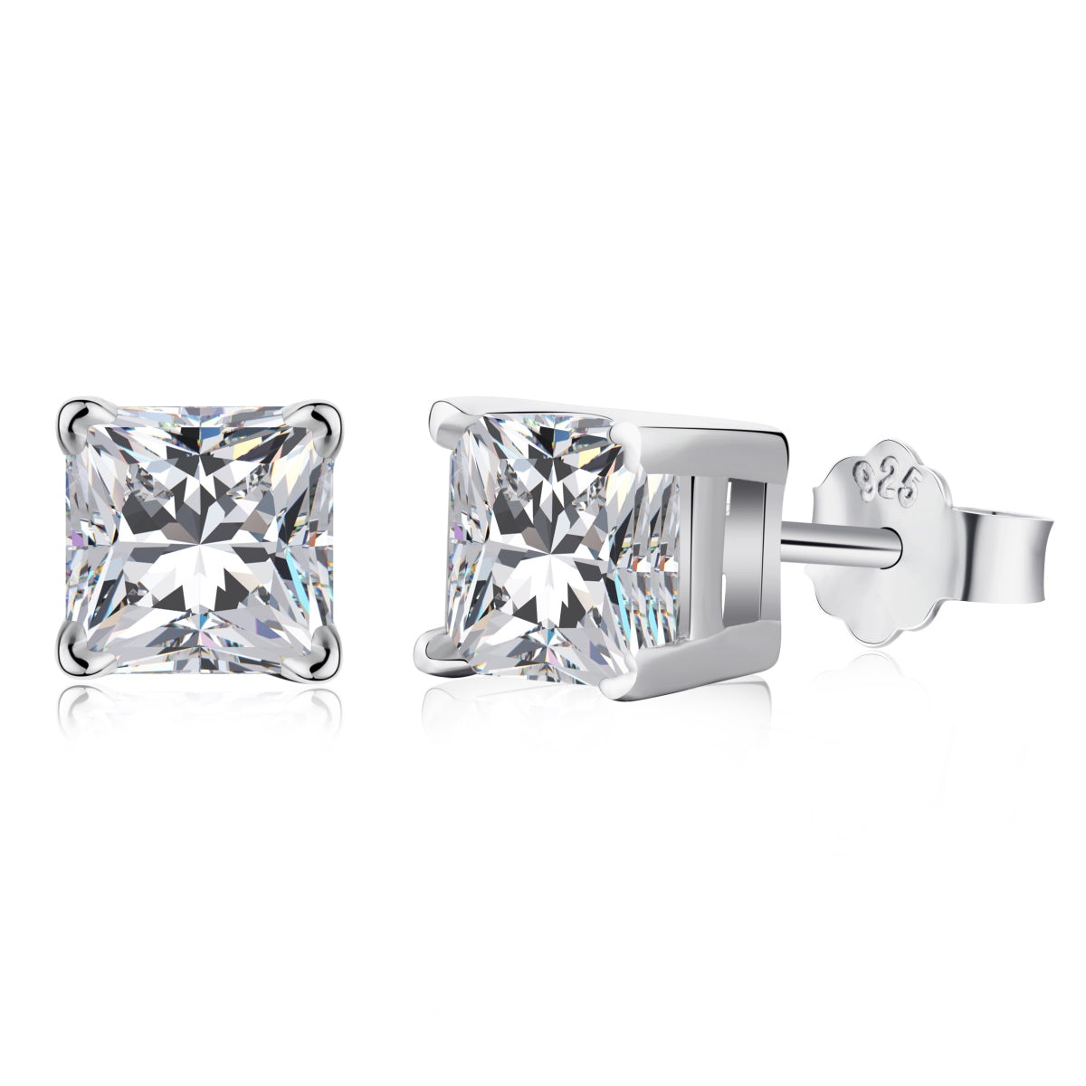 [LUXE]1.0 Carat Radiant Princess Cut Wedding Earrings