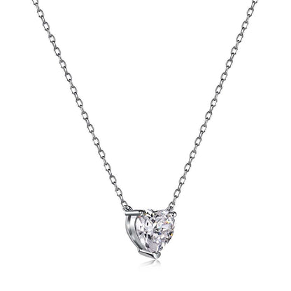 [LUXE]Heart Shape Main Stone Pendant Collarbone Necklace