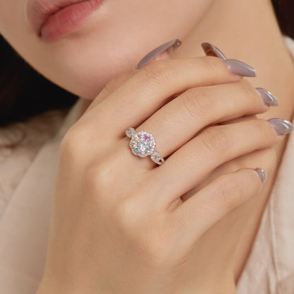 [LUXE]Delicate Colorful Round Cut Flower Shape Wedding Ring