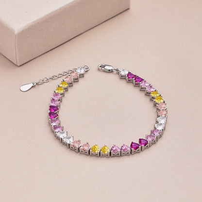 [LUXE]Luxurious Colorful Romantic Heart Shape Lover Bracelet