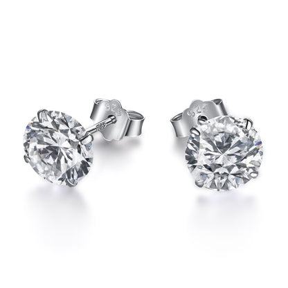 [LUXE]Stylish Shiny Round Center Stone Stud Earrings