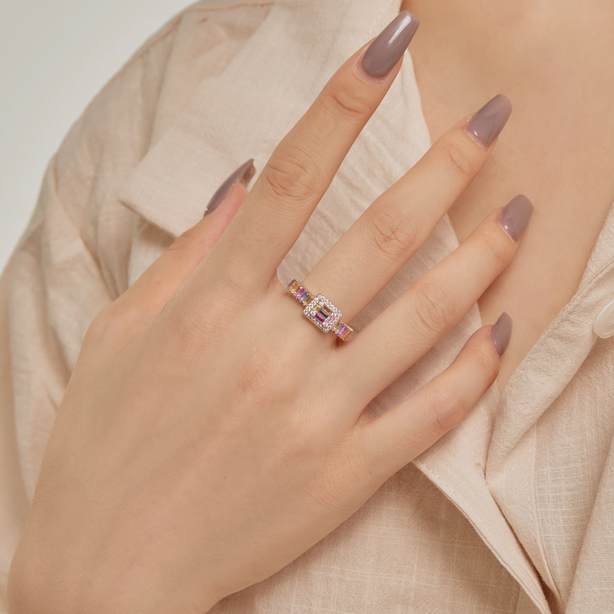 [LUXE]Exquisite Colorful Radiant Cut Party Ring