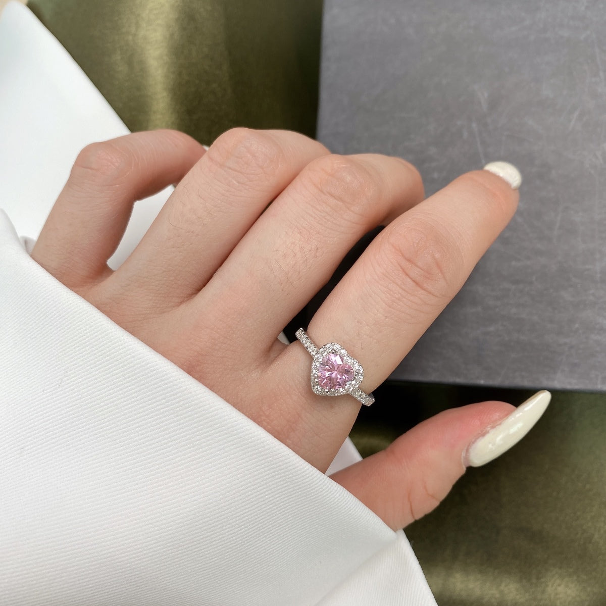 [LUXE]Eternity Splashy Romantic Heart Shape Lover Ring