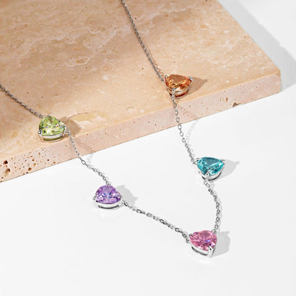 [LUXE]Sparkling Colorful Heart Cut Necklace