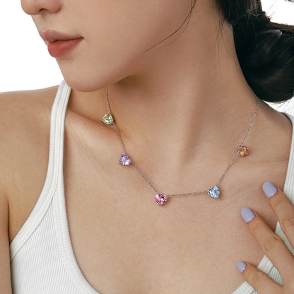 [LUXE]Sparkling Colorful Heart Cut Necklace