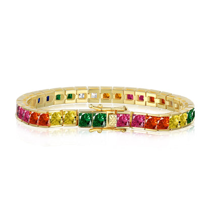 [LUXE]Radiant Colorful Princess Cut Tennis Bracelet