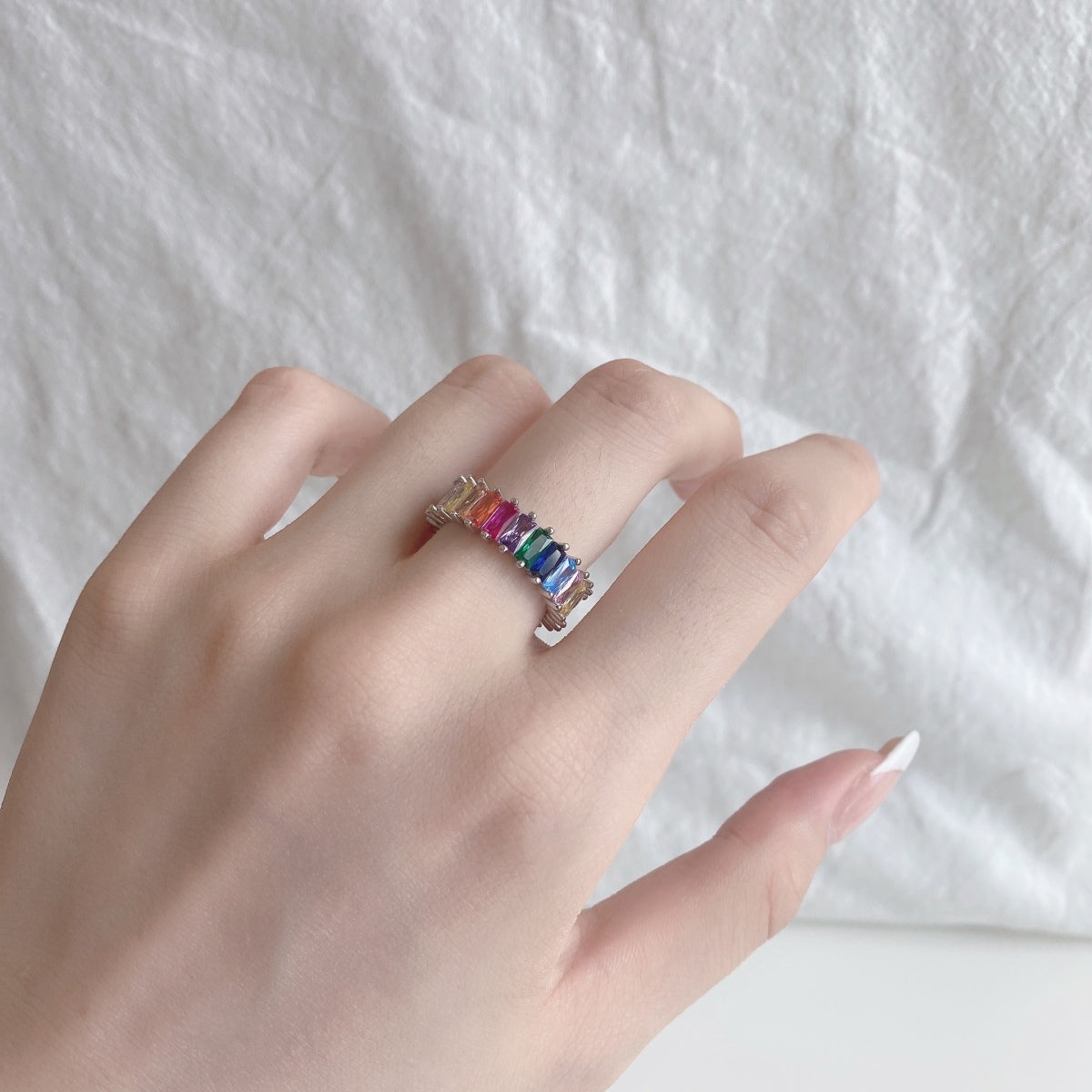 [LUXE]Unique Colorful Radiant Cut RIng