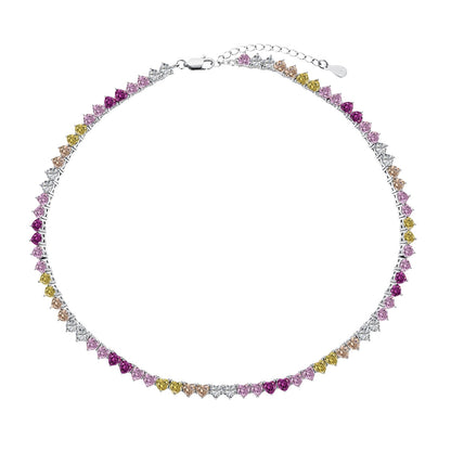 [LUXE]Sparkling Colorful Full Heart Tennis Necklace