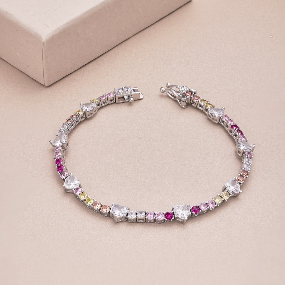 [LUXE]Romantic Heart Shape Round Cut Lover Bracelet