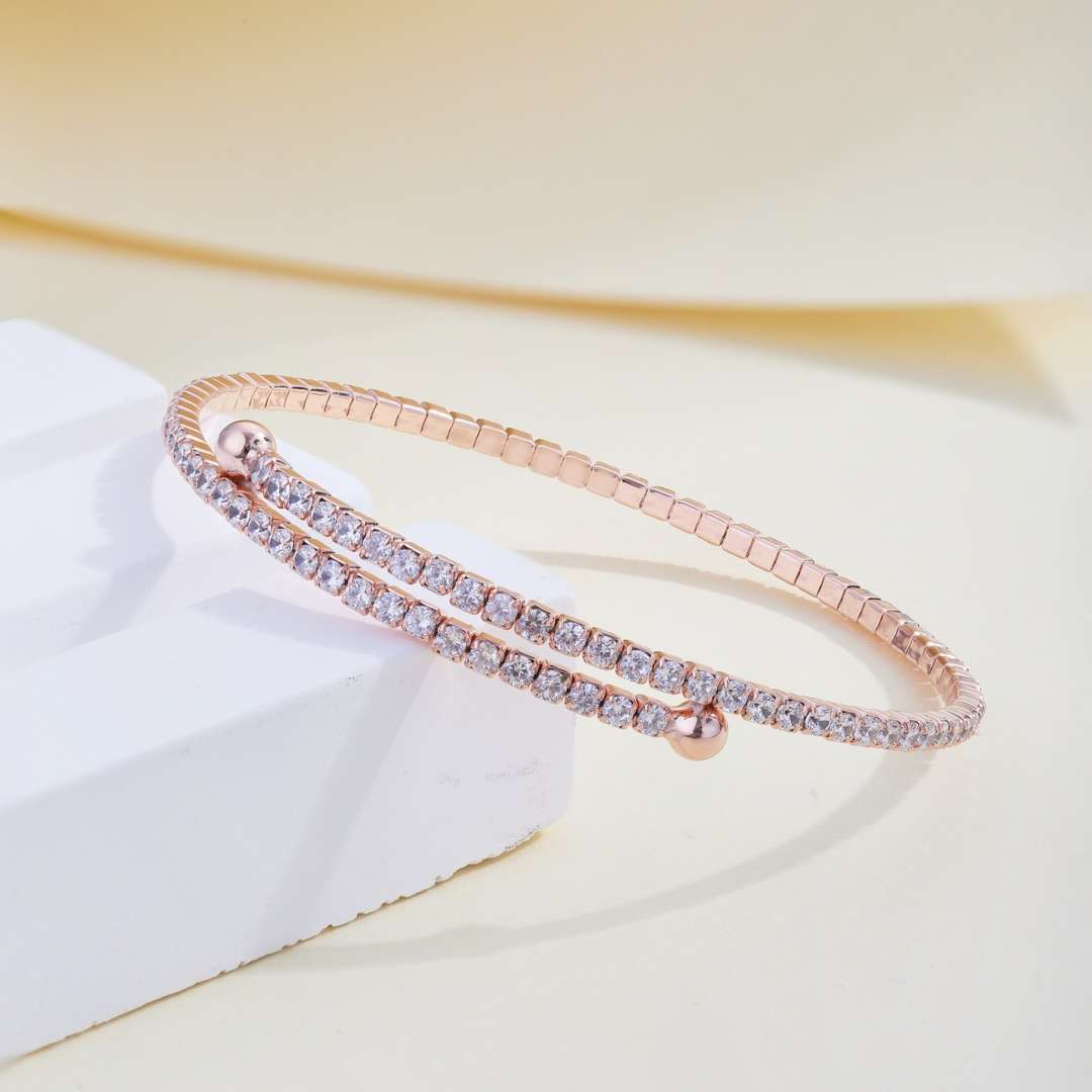 [LUXE]Row of Diamonds Round Fashion Bracelet