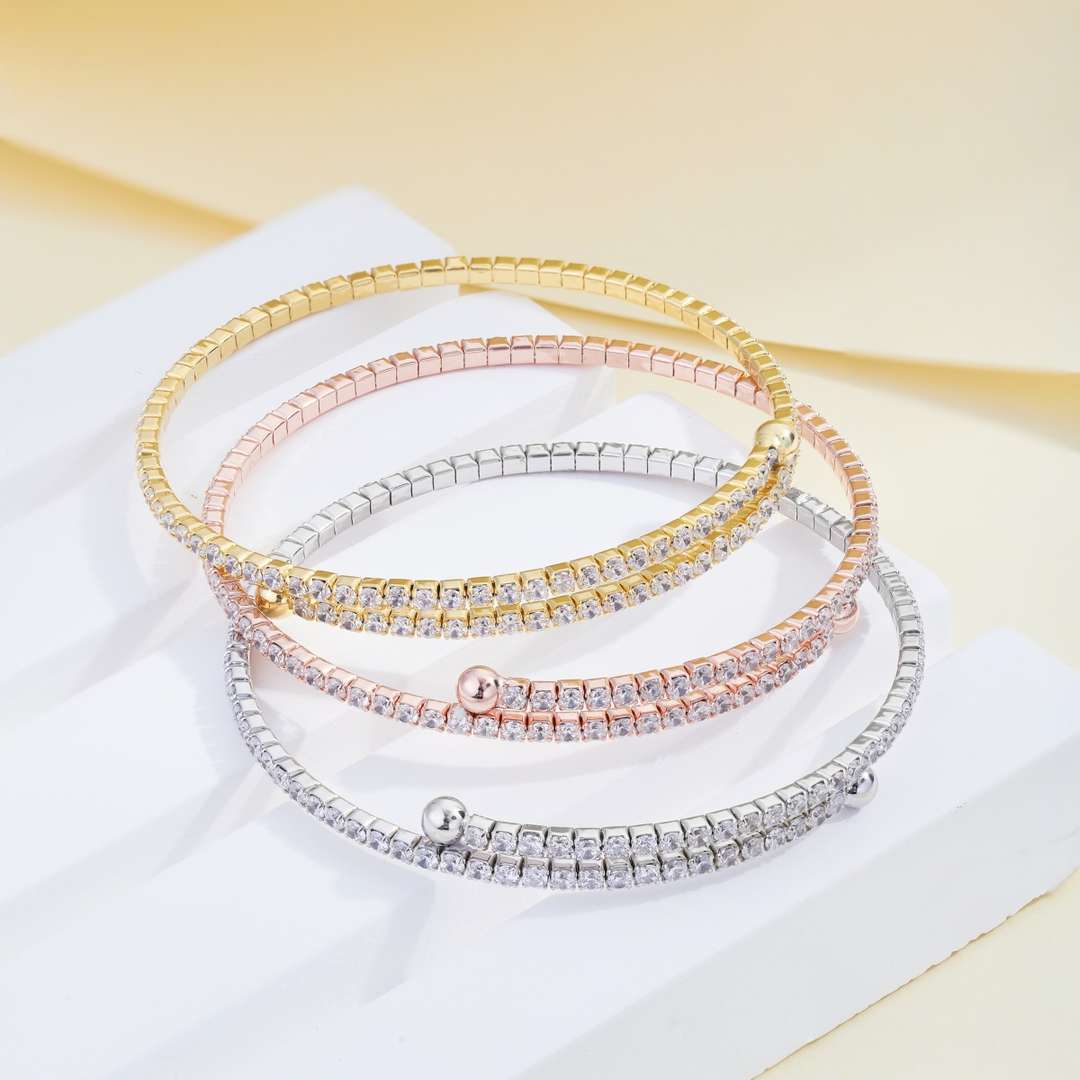 [LUXE]Row of Diamonds Round Fashion Bracelet