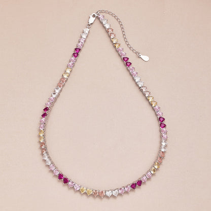 [LUXE]Sparkling Colorful Full Heart Tennis Necklace