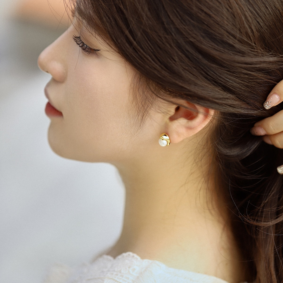 [LUXE]Dainty Bread Pearl Earrings