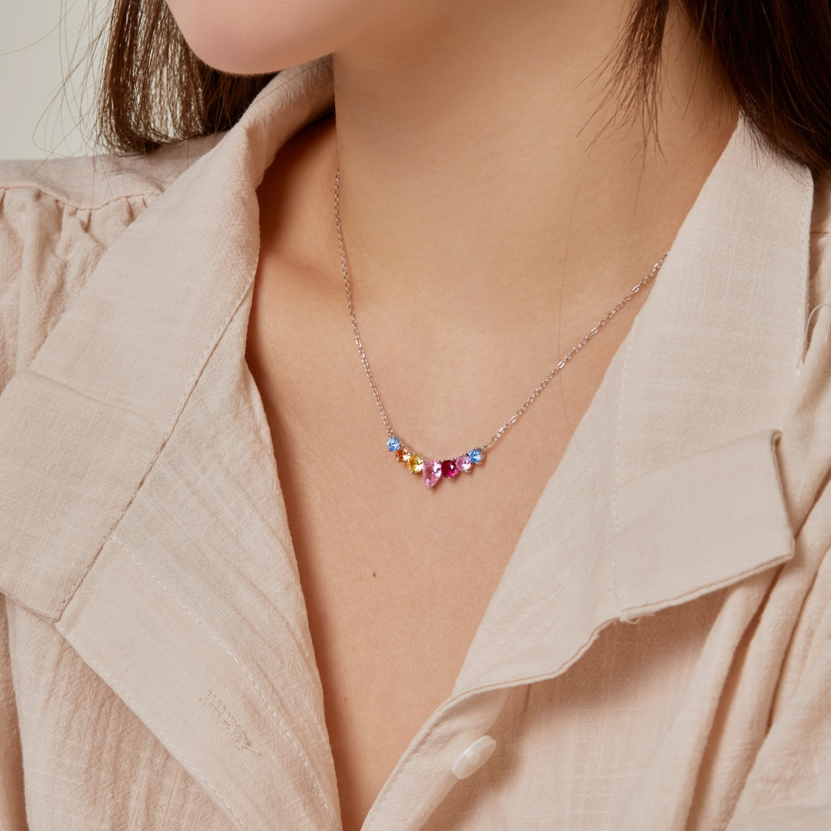 [LUXE]Dainty Colorful Heart Necklace