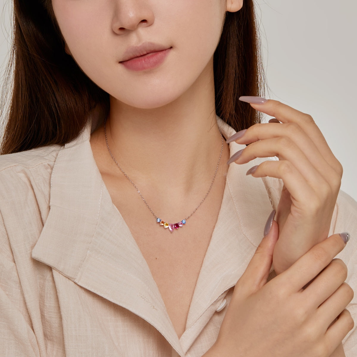 [LUXE]Dainty Colorful Heart Necklace