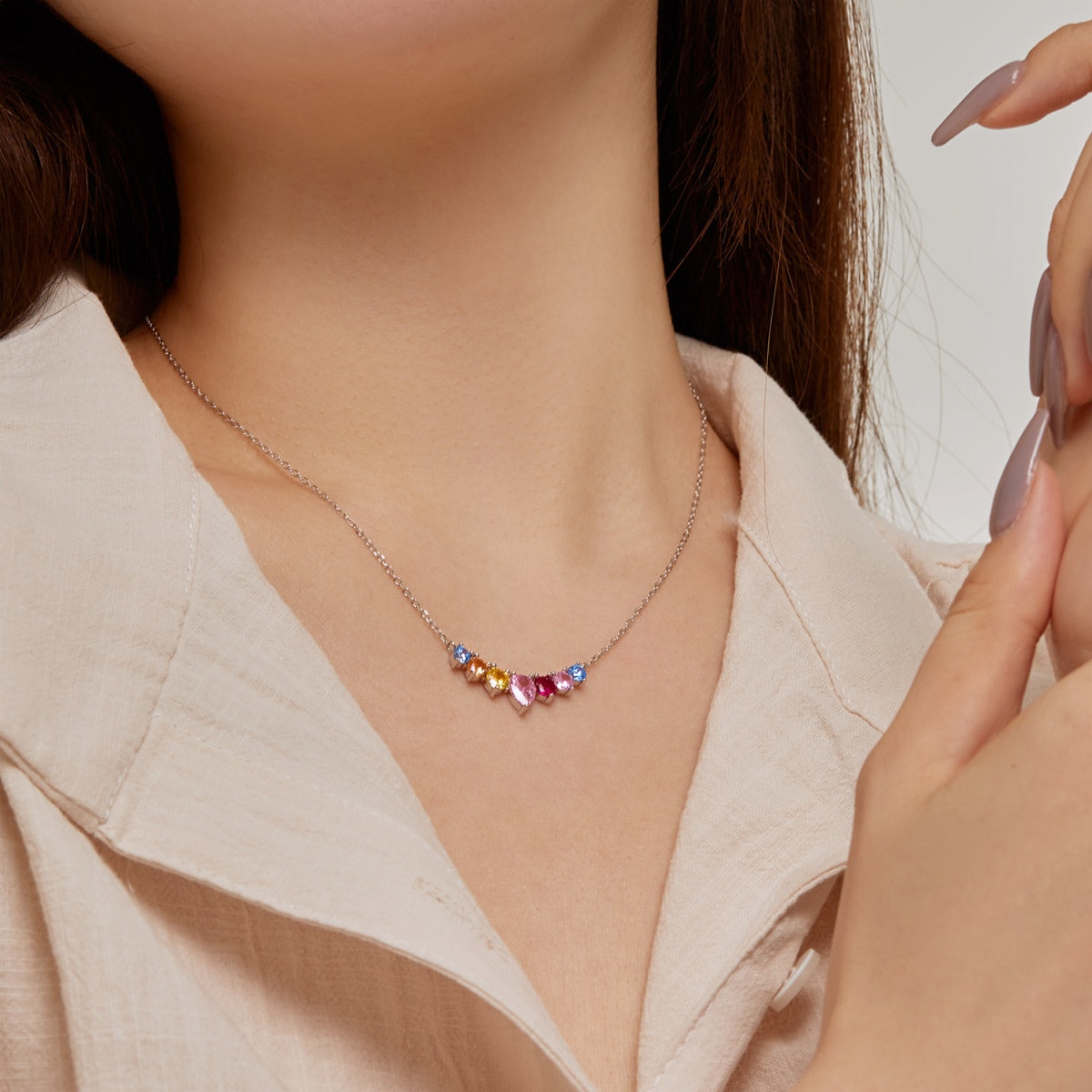 [LUXE]Dainty Colorful Heart Necklace