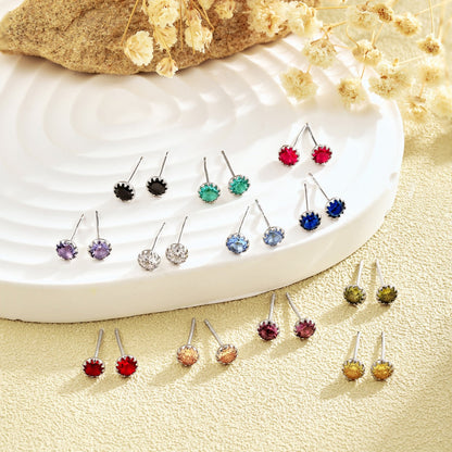 [LUXE]Sparkling Colorful Round Shape Earrings