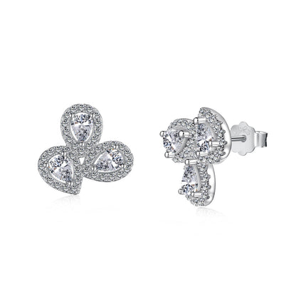 [LUXE]Ornate Flower Shape Pear Cut Lover Earrings