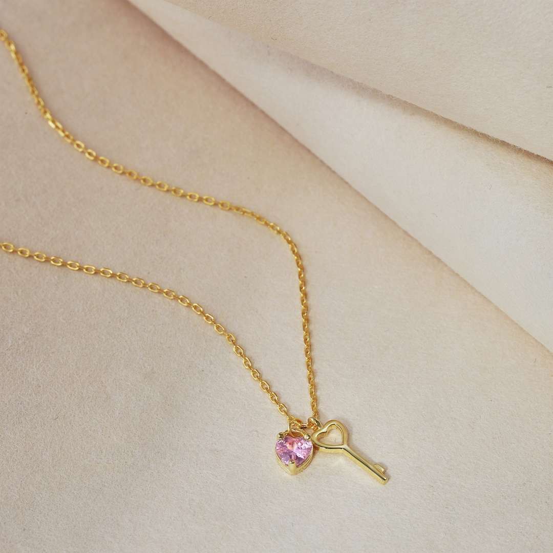 [LUXE]Unique Heart Shape Key Pendent Necklace