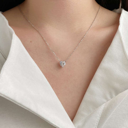 [LUXE]Heart Shape Main Stone Pendant Collarbone Necklace