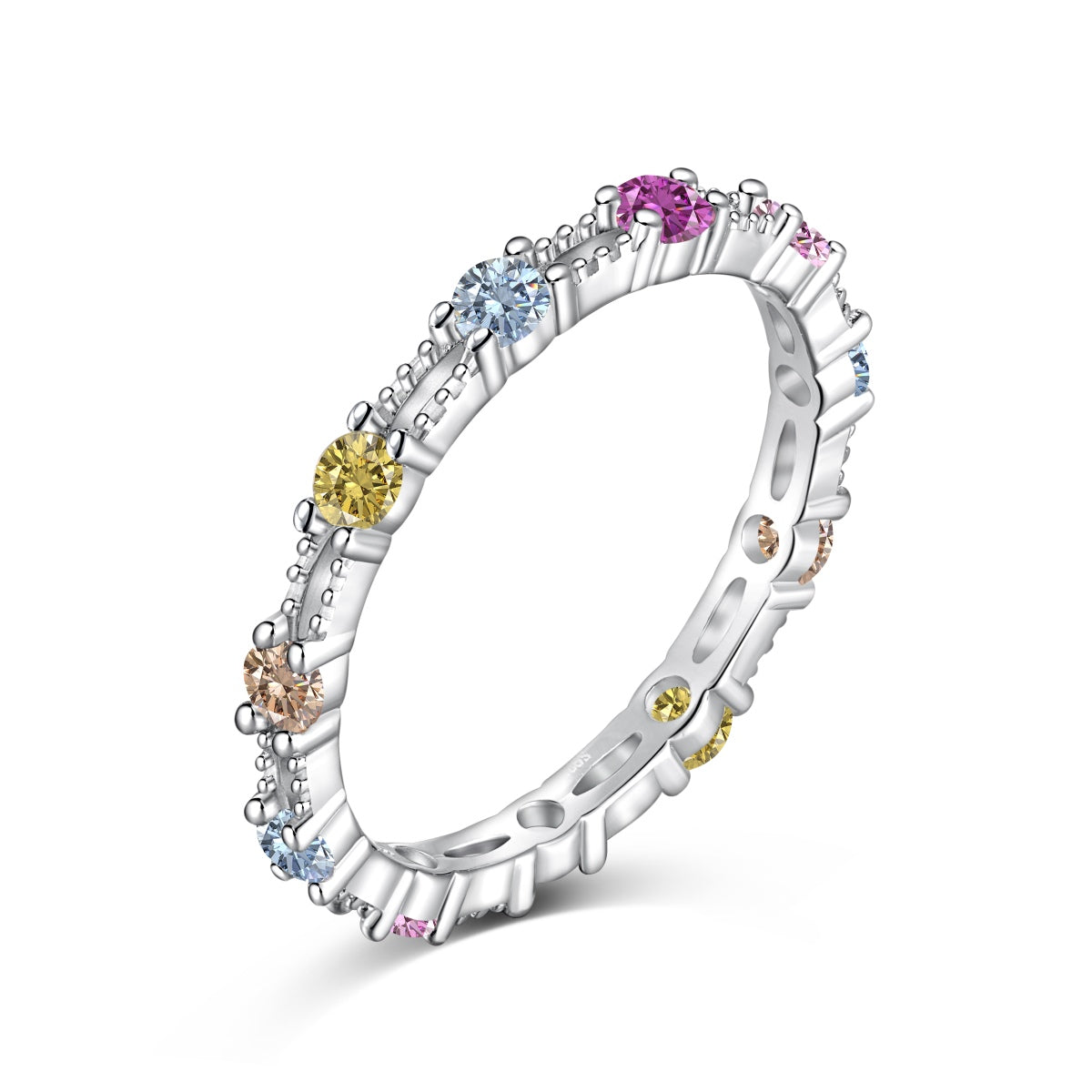 [LUXE]Sparkling Colorful Round Cut Tennis Ring