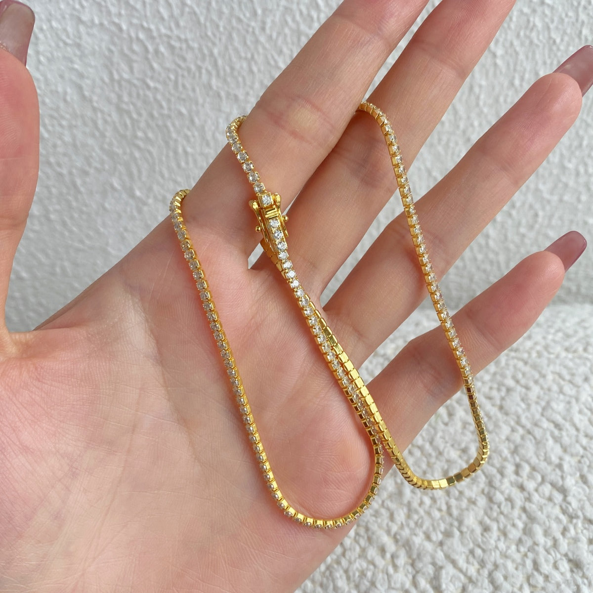 [LUXE]Delicate Round Shape Tennis Necklace