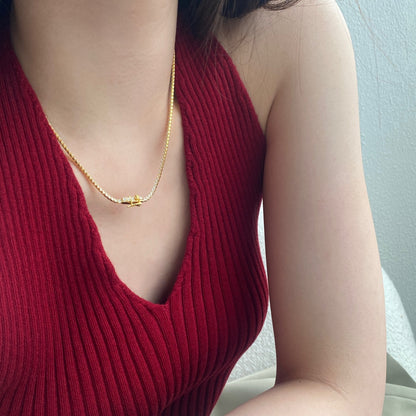 [LUXE]Delicate Round Shape Tennis Necklace