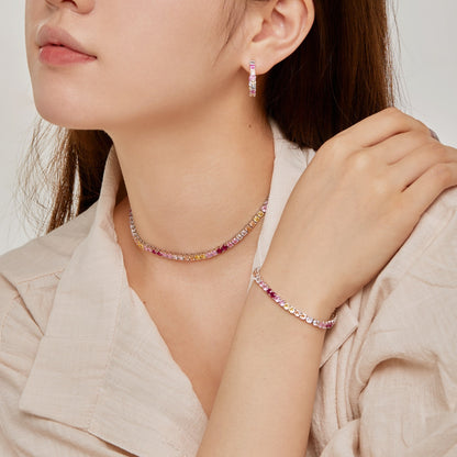 [LUXE]Delicate Colorful Tennis Necklace