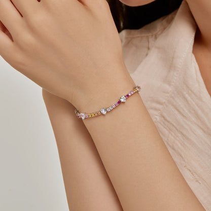 [LUXE]Romantic Heart Shape Round Cut Lover Bracelet