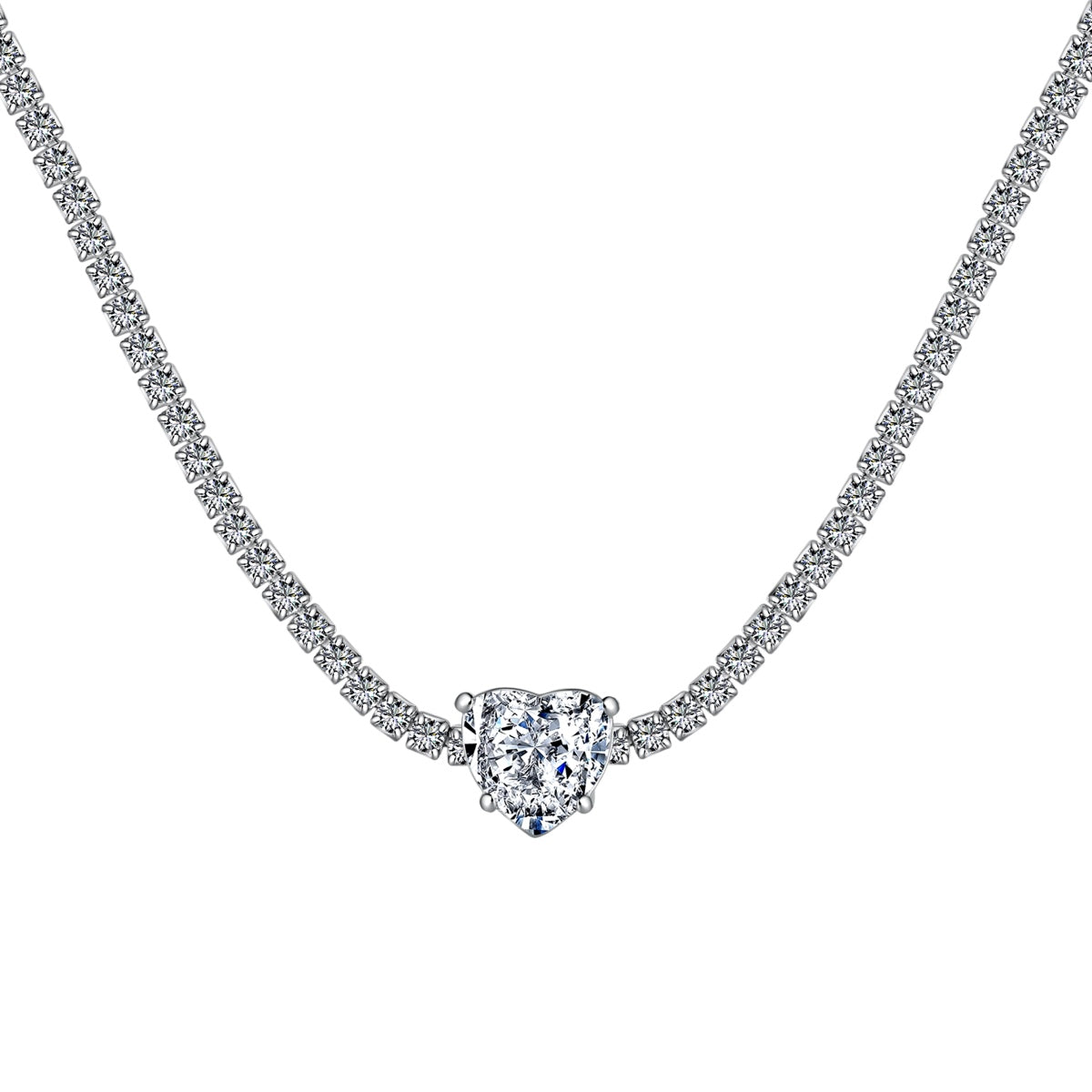 [LUXE]2.0 Carat Sparkling Tennis Heart Cut Necklace