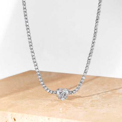 [LUXE]2.0 Carat Sparkling Tennis Heart Cut Necklace