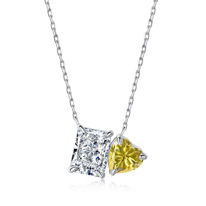 [LUXE]Dazzling Square & Heart Shape Necklace