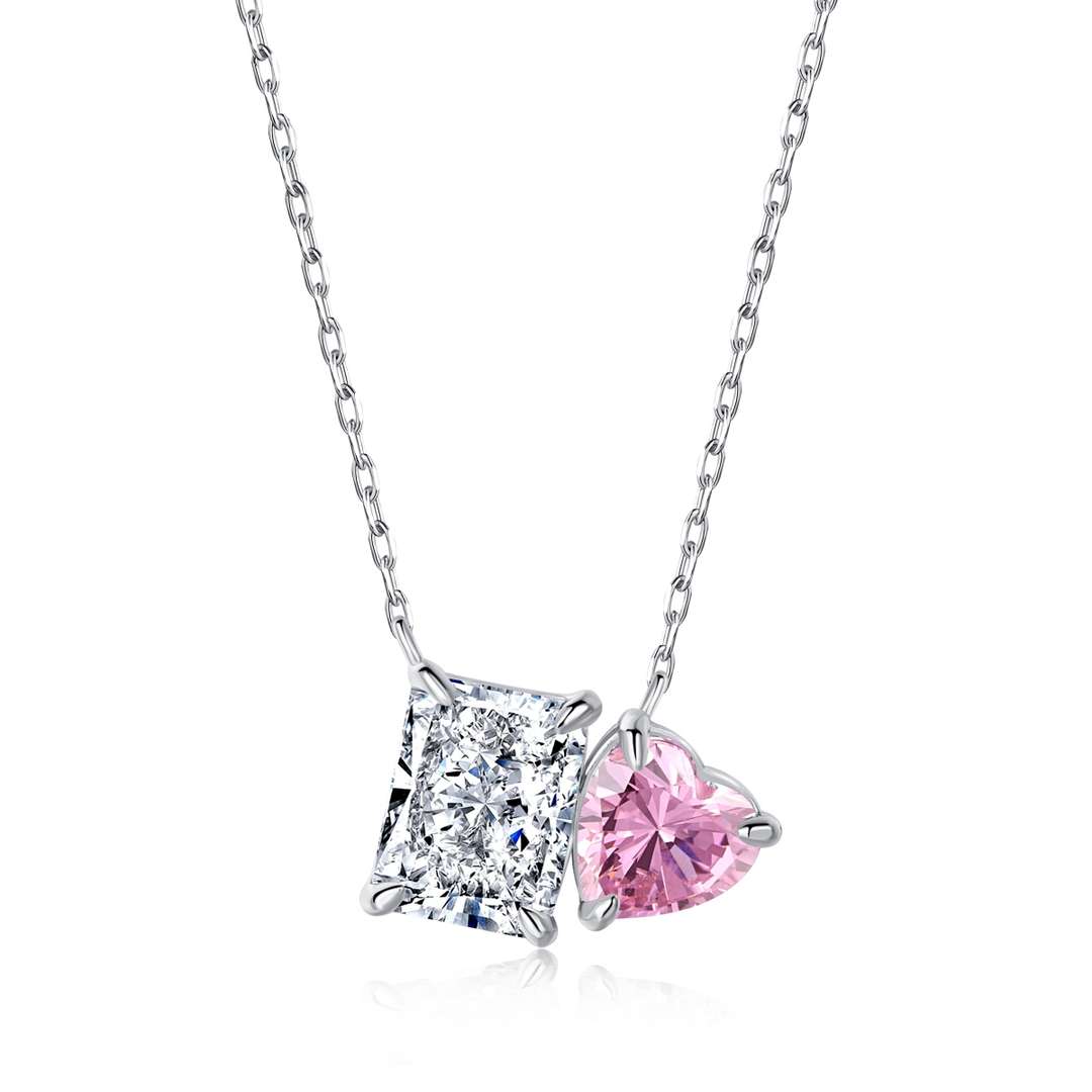 [LUXE]Dazzling Square & Heart Shape Necklace