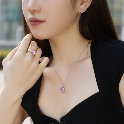 [LUXE]Heart-Shaped Four-Leaf Clover Bead Necklace