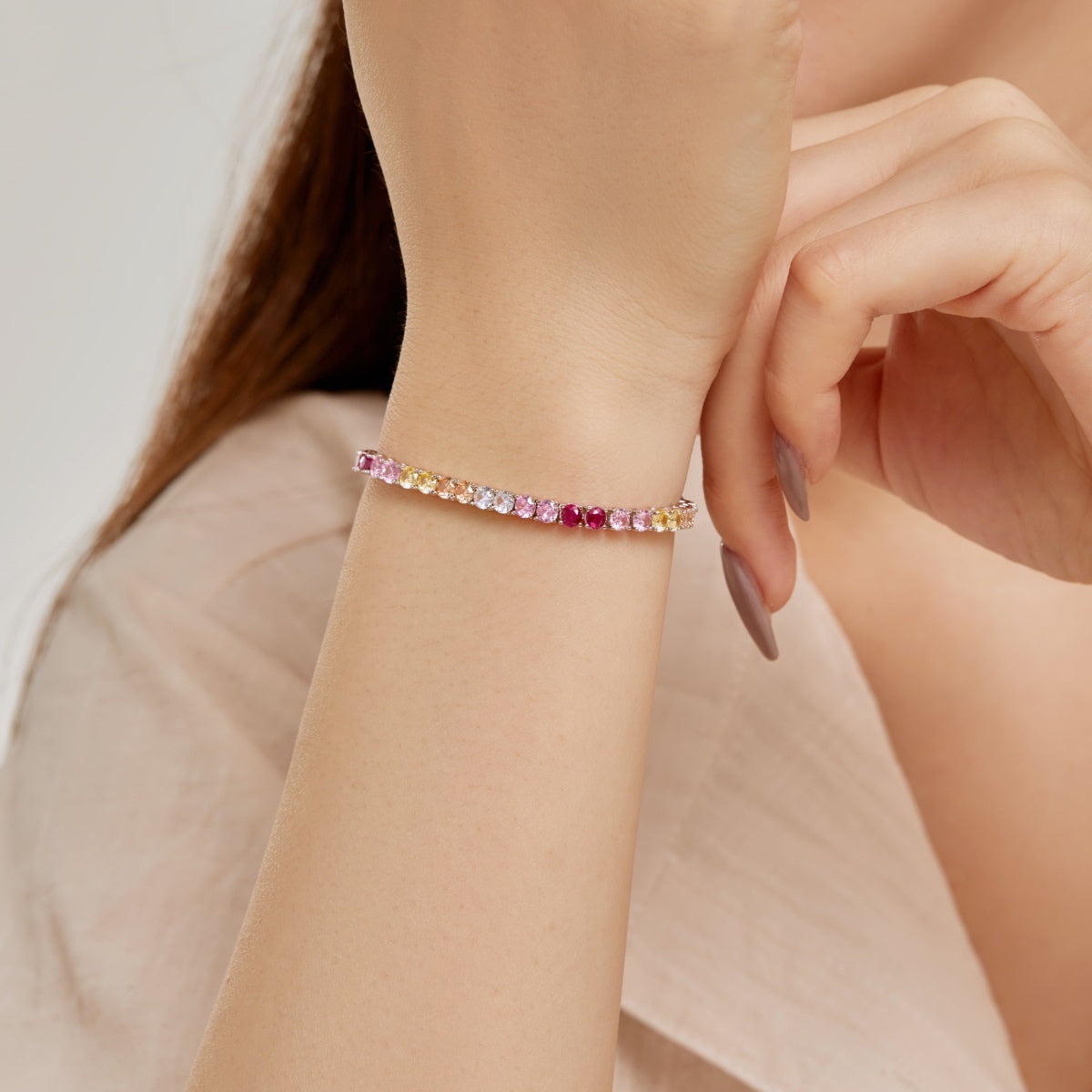 [LUXE]Radiant Colorful Round Cut Tennis Bracelet