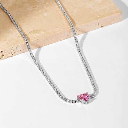 [LUXE]2.0 Carat Sparkling Tennis Heart Cut Necklace