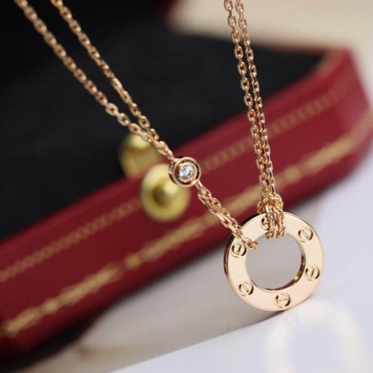 [Luxe] COLLIER LOVE RÉGLABLE OR ROSE 2 DIAMANTS 