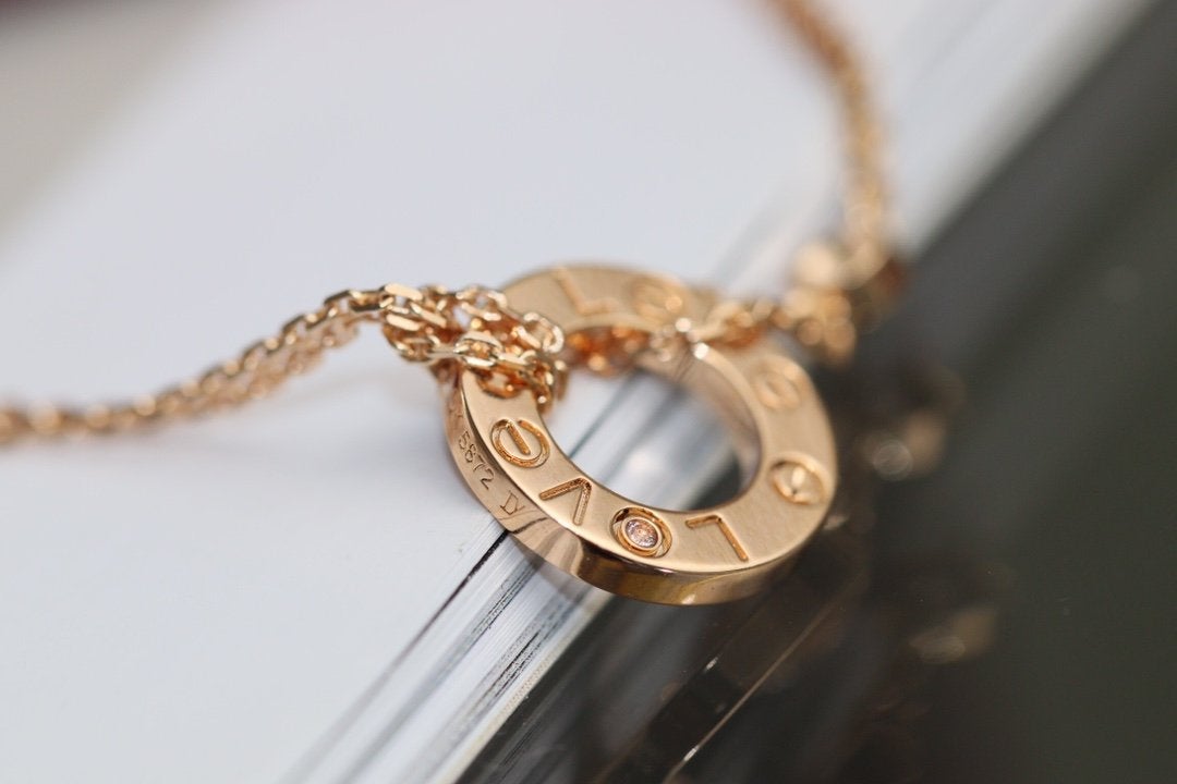 [LUXE]LOVE NECKLACE ADJUSTABLE ROSE GOLD 2 DIAMOND