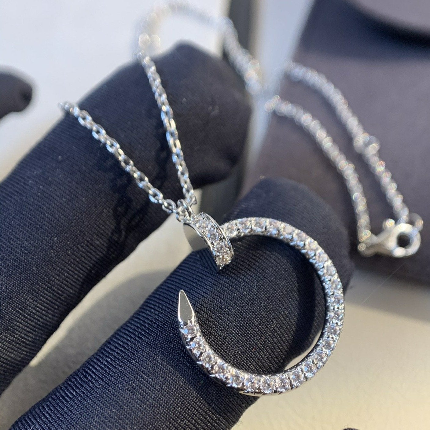 [LUXE]JUSTE NECKLACE SILVER DIAMONDS